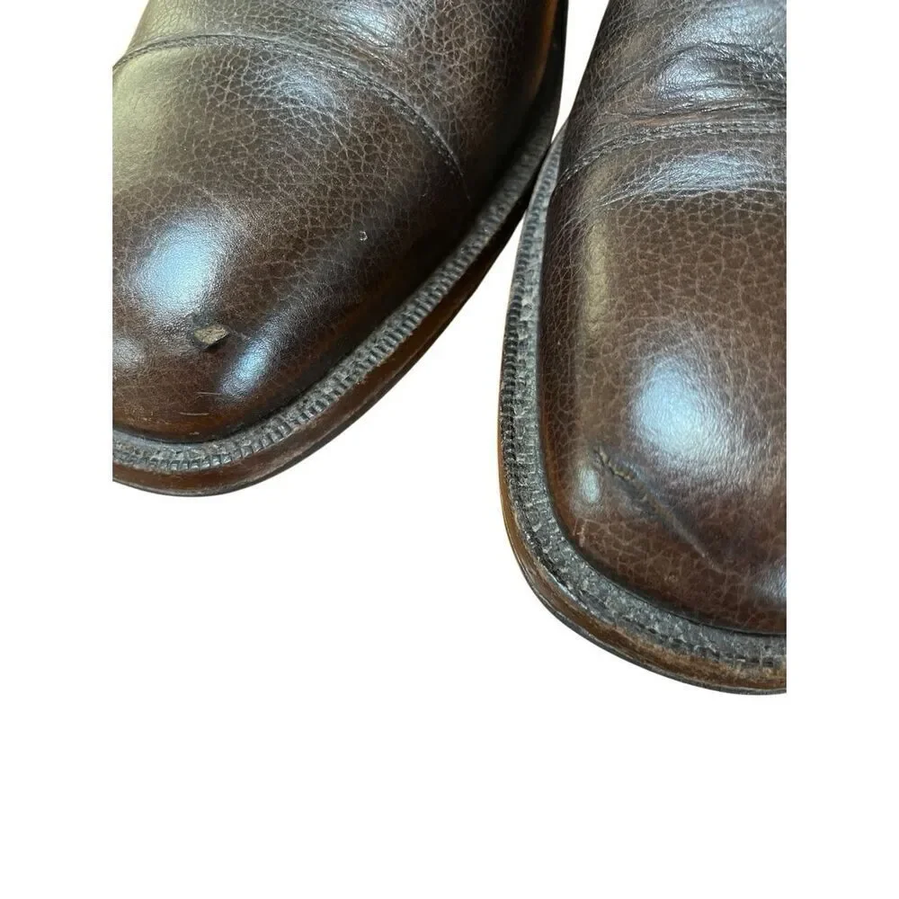 Salvatore Ferragamo Dark Brown Leather Plain Toe Monk Strap Oxford Size 11.5 D